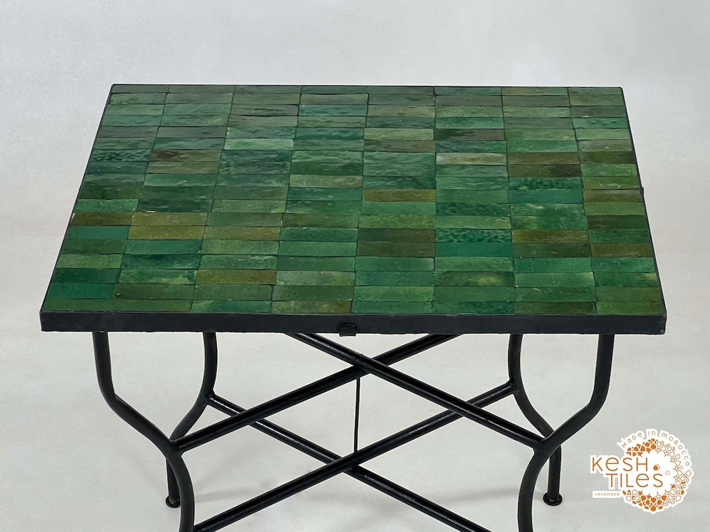 Nafas - Rectangular Mosaic Table, Green Handmade Moroccan Zellige