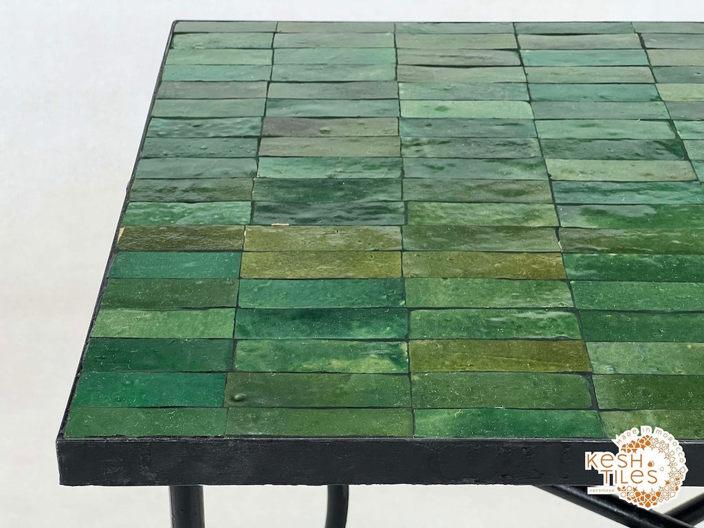 Nafas - Rectangular Mosaic Table, Green Handmade Moroccan Zellige
