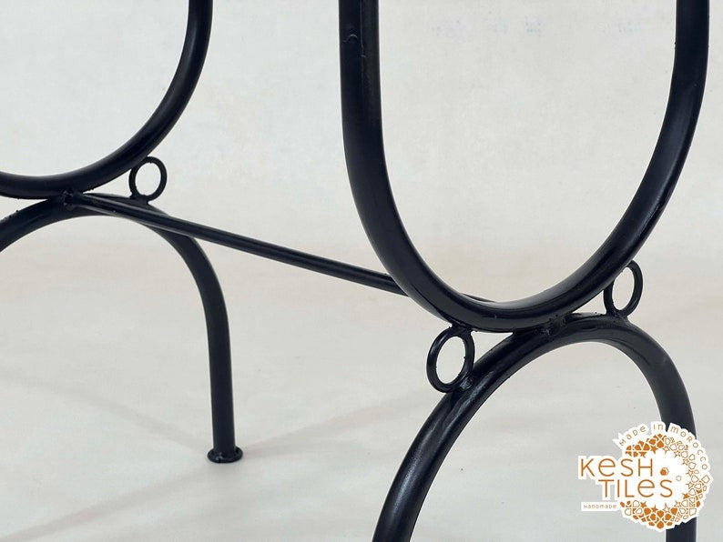 Yanis - Rectangular Mosaic Table, Handmade Moroccan Zellige Tile Table