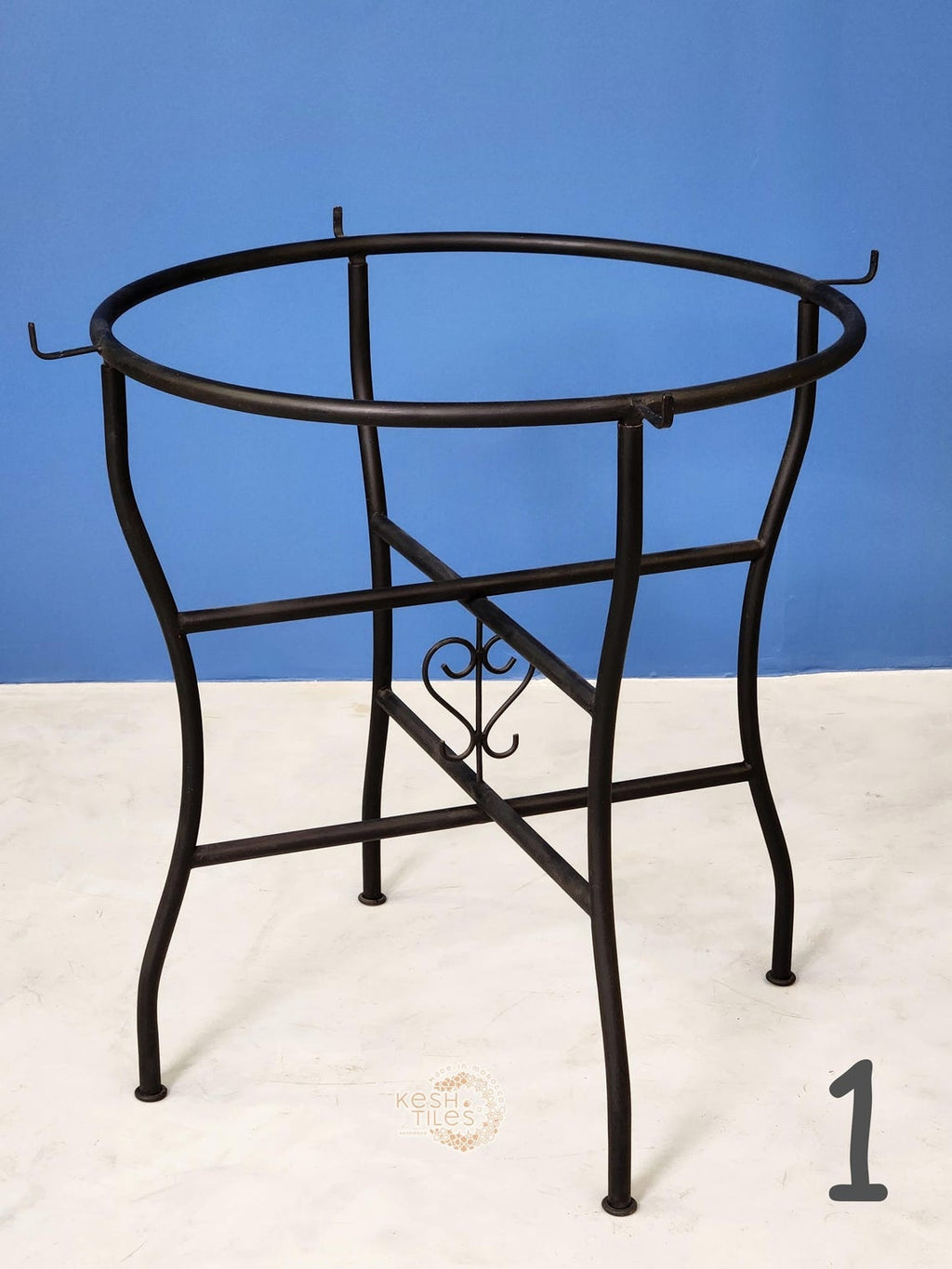 Sahra - Round Mosaic Coffee Table, Burgundy and White Moroccan Tile