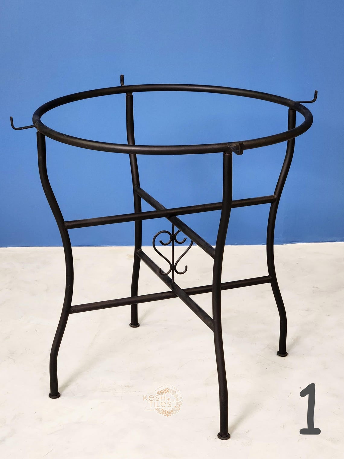 Sahra - Round Mosaic Coffee Table, Burgundy and White Moroccan Tile