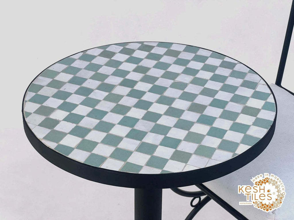 Khala - Round Mosaic Coffee Table, Cascade Handmade Moroccan Tile