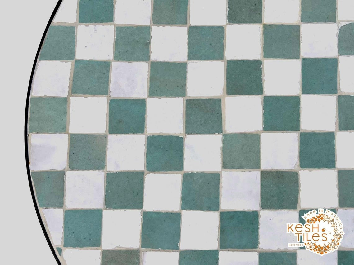 Khala - Round Mosaic Coffee Table, Cascade Handmade Moroccan Tile