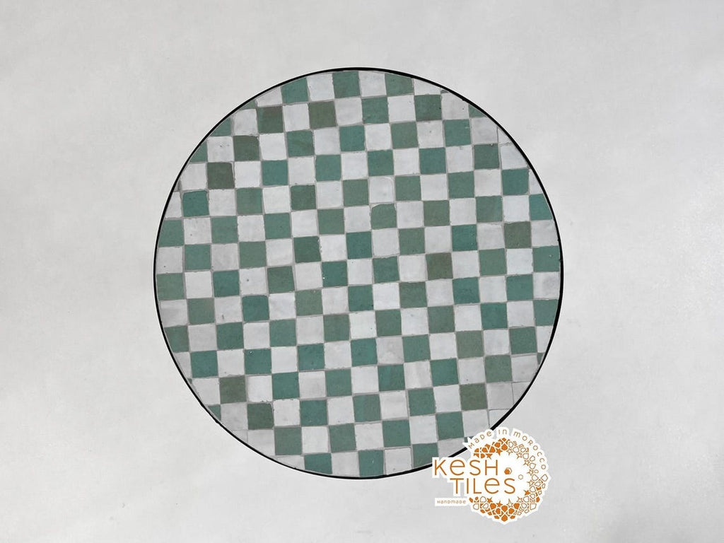 Khala - Round Mosaic Coffee Table, Cascade Handmade Moroccan Tile