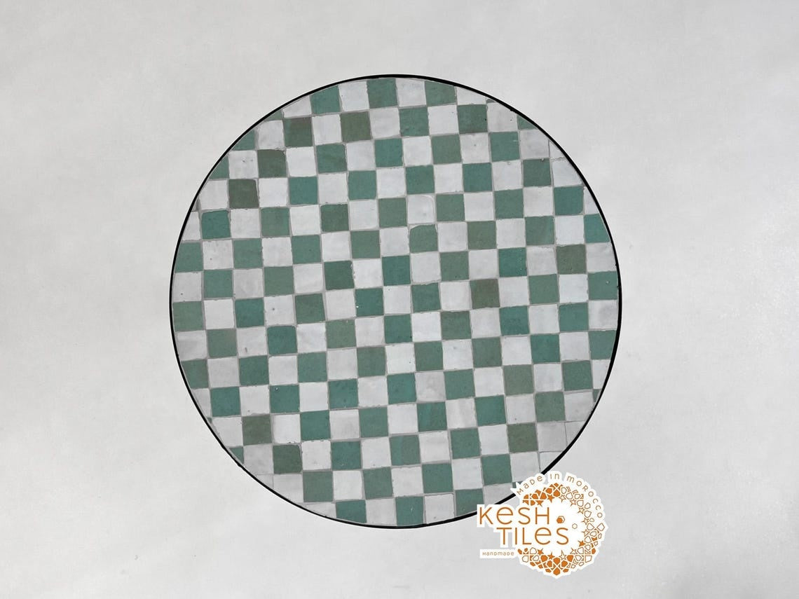 Khala - Round Mosaic Coffee Table, Cascade Handmade Moroccan Tile
