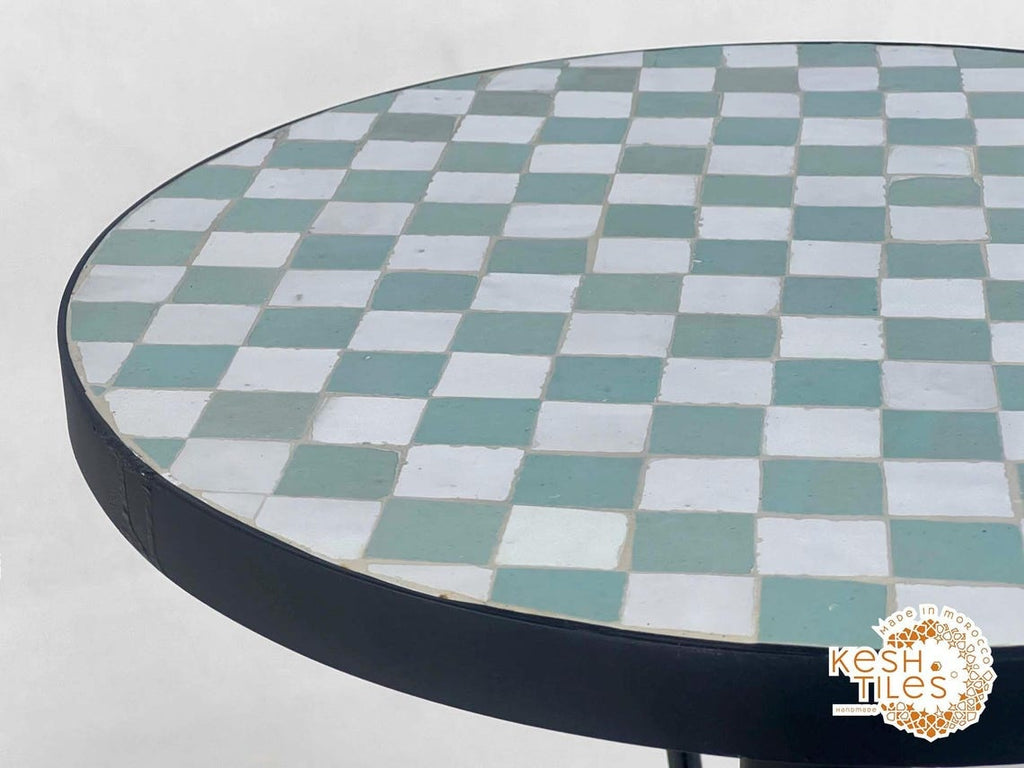 Khala - Round Mosaic Coffee Table, Cascade Handmade Moroccan Tile