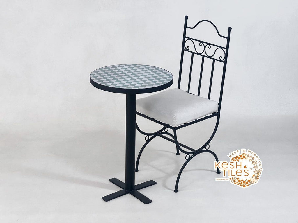 Khala - Round Mosaic Coffee Table, Cascade Handmade Moroccan Tile