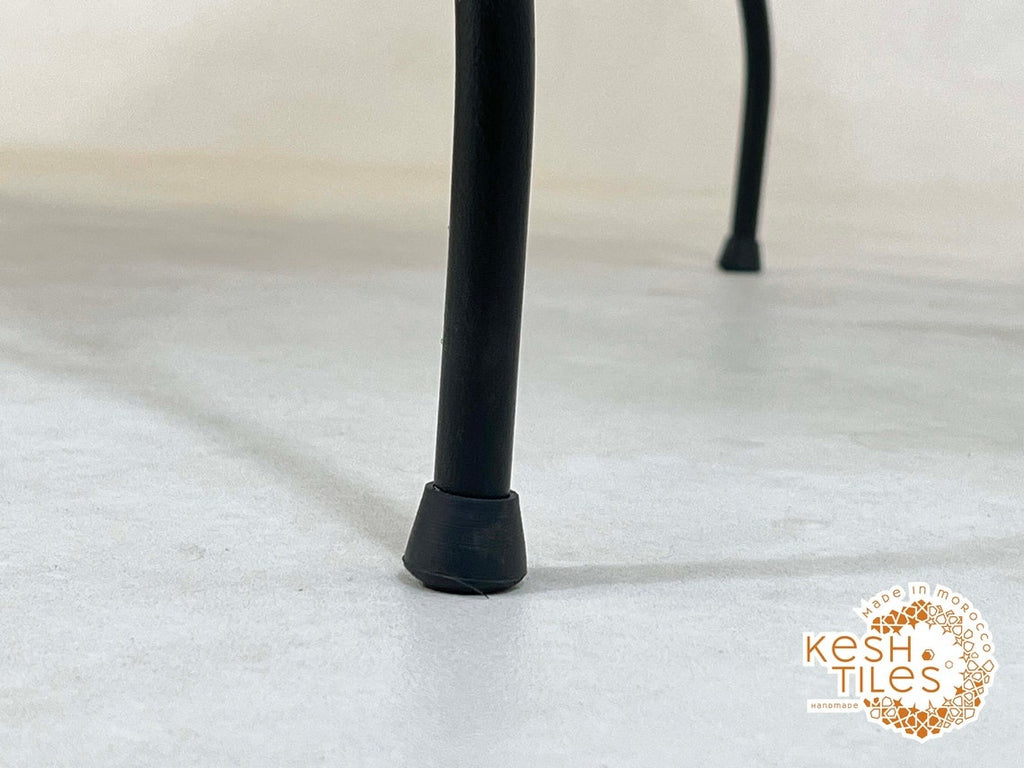 Baraka - Round Mosaic Table, Dark Brown and Mustard Yellow Moroccan Tile