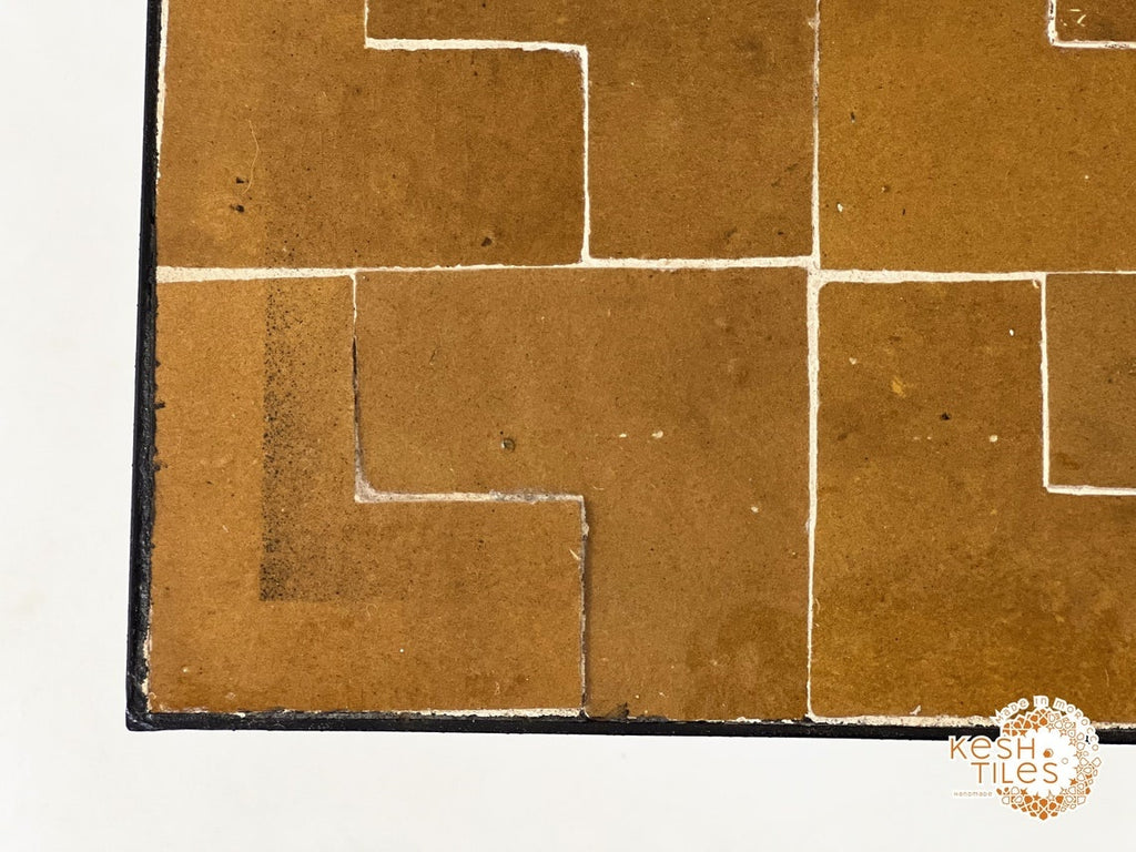 Dark Orange Mosaic Table, Square Handmade Moroccan Zellige Table