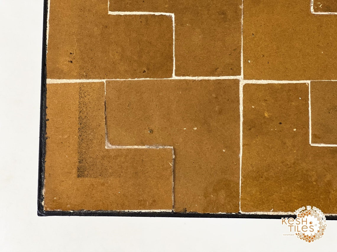 Dark Orange Mosaic Table, Square Handmade Moroccan Zellige Table