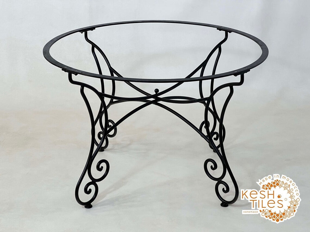 Itri - Round Mosaic Table, Green Flower Handmade Moroccan Patio