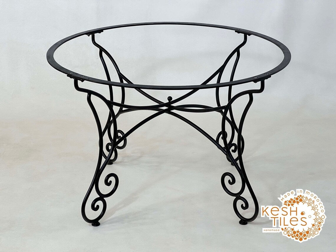 Itri - Round Mosaic Table, Green Flower Handmade Moroccan Patio