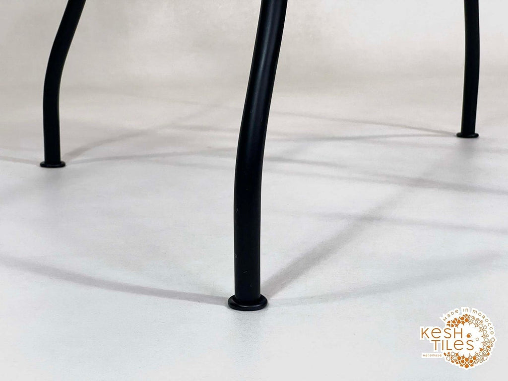 Lutsia - Round Mosaic Table, Green Tamegrout Handmade Moroccan Patio