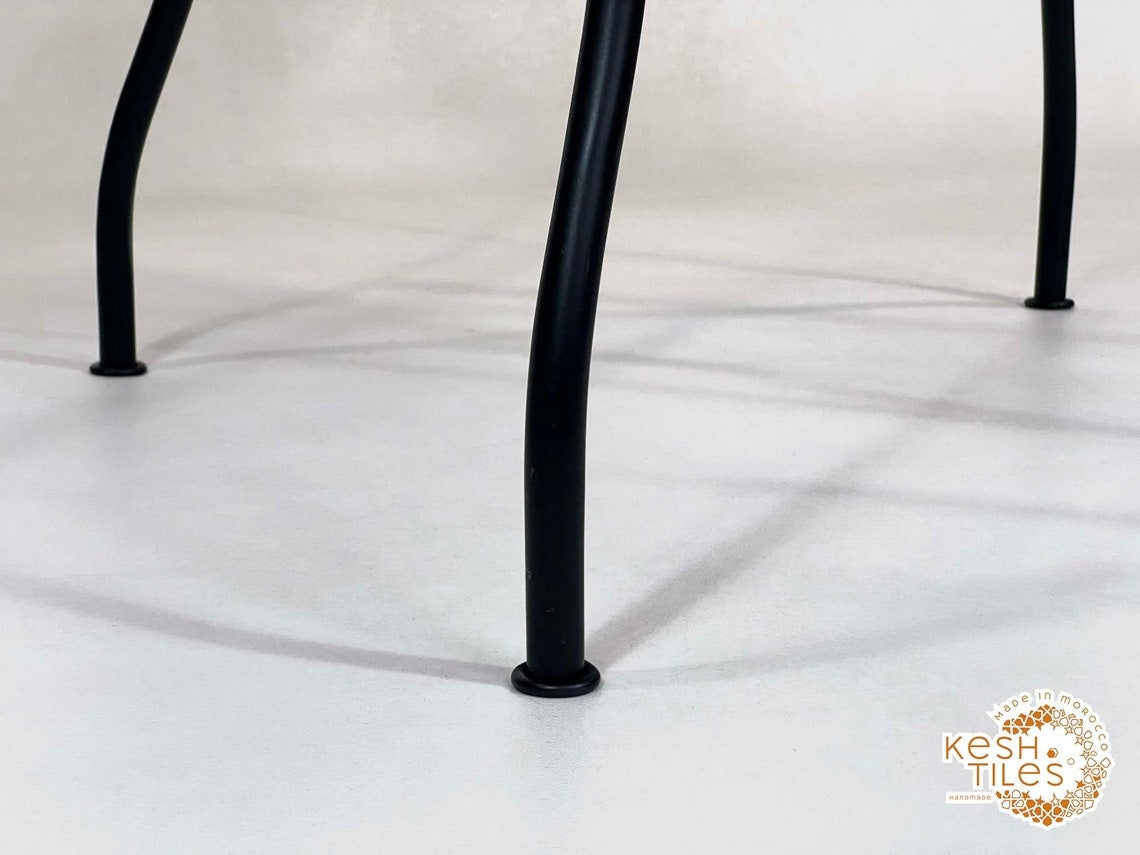 Lutsia - Round Mosaic Table, Green Tamegrout Handmade Moroccan Patio