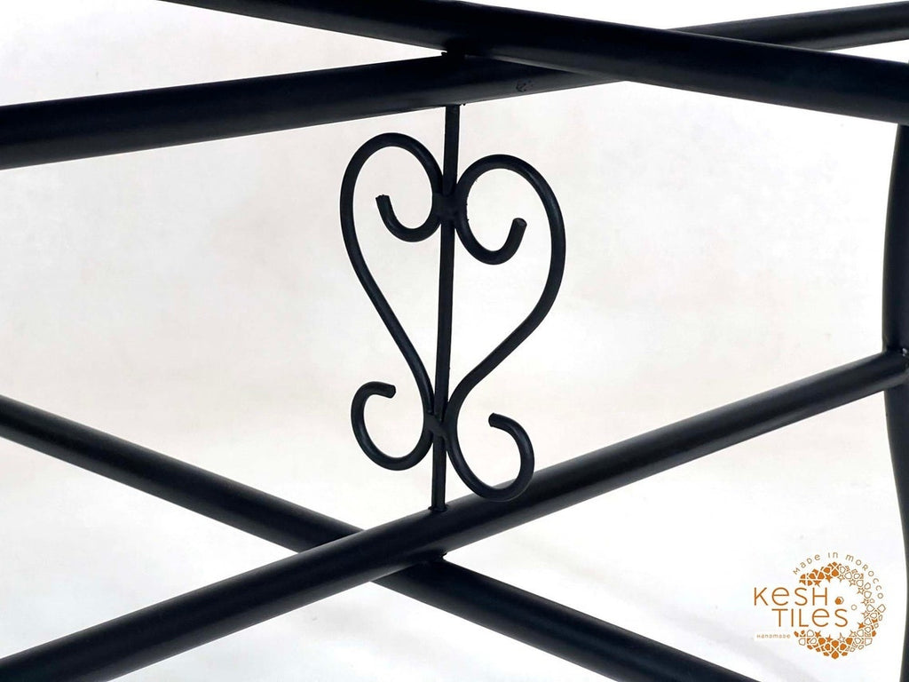 Lutsia - Round Mosaic Table, Green Tamegrout Handmade Moroccan Patio