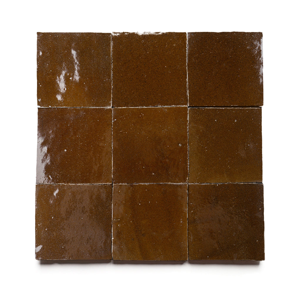 Sirocco Caramel 4x4 Brown Square Zellige Tile