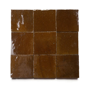 Sirocco Caramel 4x4 Brown Square Zellige Tile