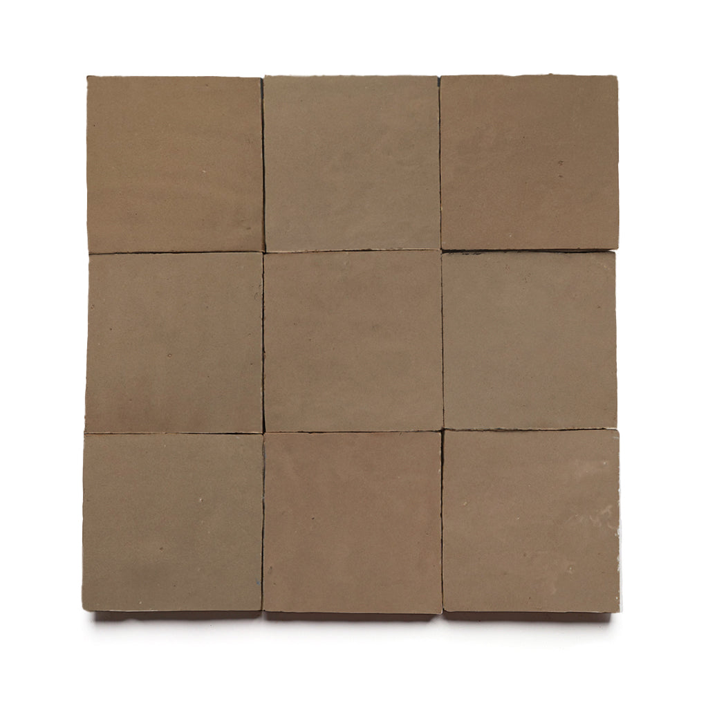 Tafilalt Clay 4x4 Brown Square Zellige Tile