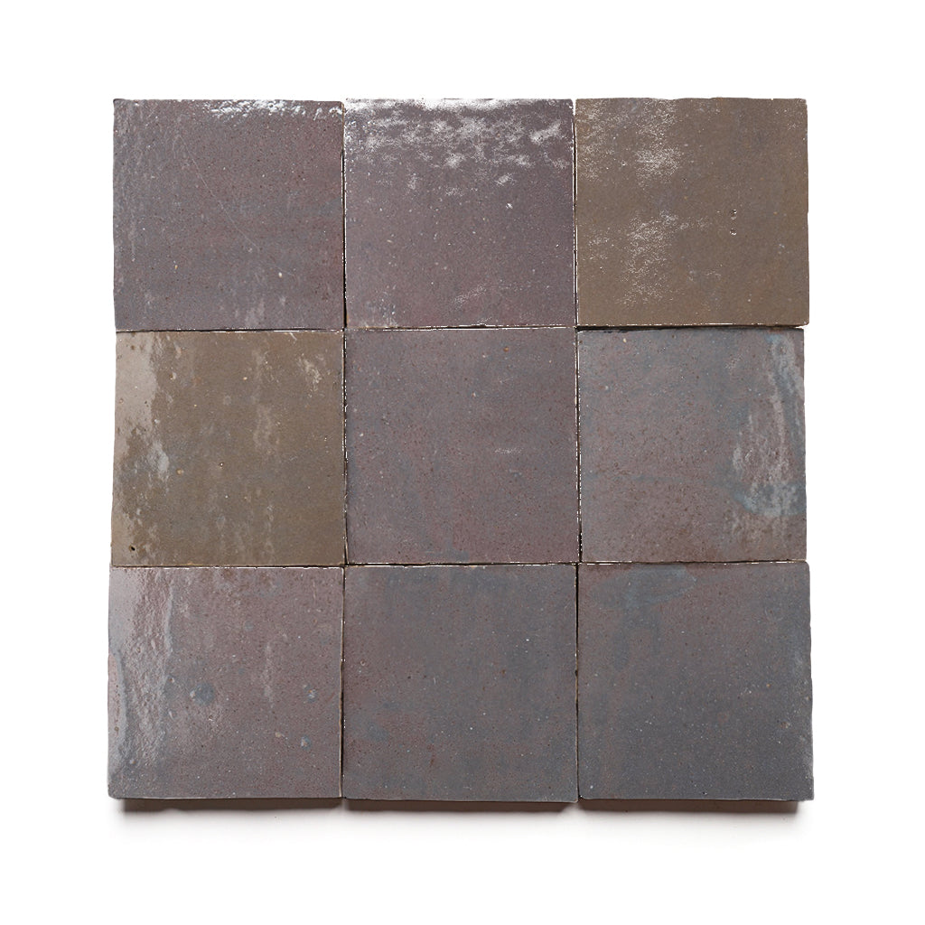 Tazrout Umber 4x4 Brown Square Zellige Tile