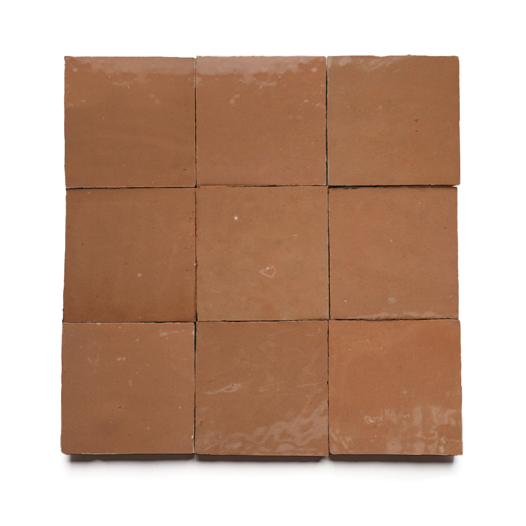 Toasted Clay 4x4 Brown Square Zellige Tile
