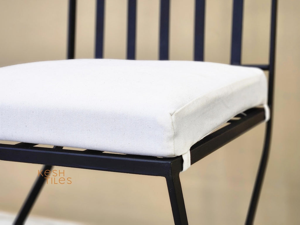 Ayoub- Toscana Iron Chairs, Handmade Wrought Stools with White Cushions