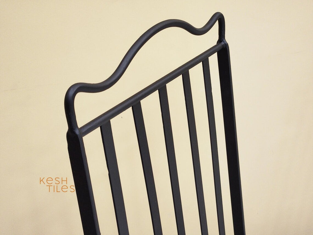 Ayoub- Toscana Iron Chairs, Handmade Wrought Stools with White Cushions