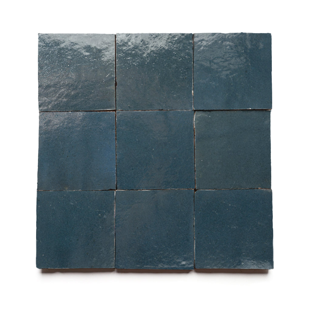 Toubkal Deep Teal 4x4 Blue Square Zellige Tile