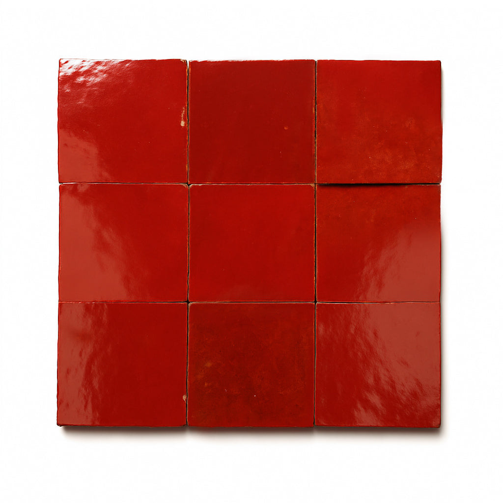 Vermilion 4x4 Red Square Zellige Tile