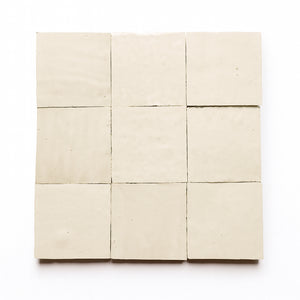 White Pearl 4x4 White Square Zellige Tile