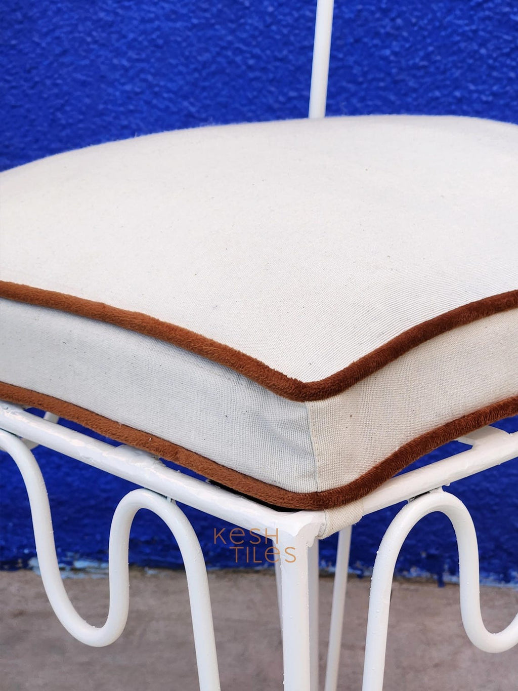 Najd - White Wrought Iron Chair Set, Handmade Moroccan Indoor Outdoor Seating