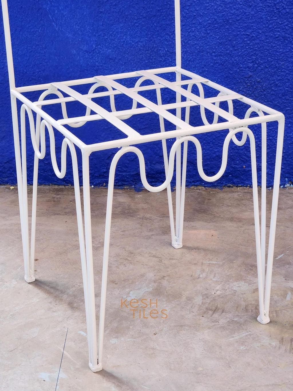 Najd - White Wrought Iron Chair Set, Handmade Moroccan Indoor Outdoor Seating