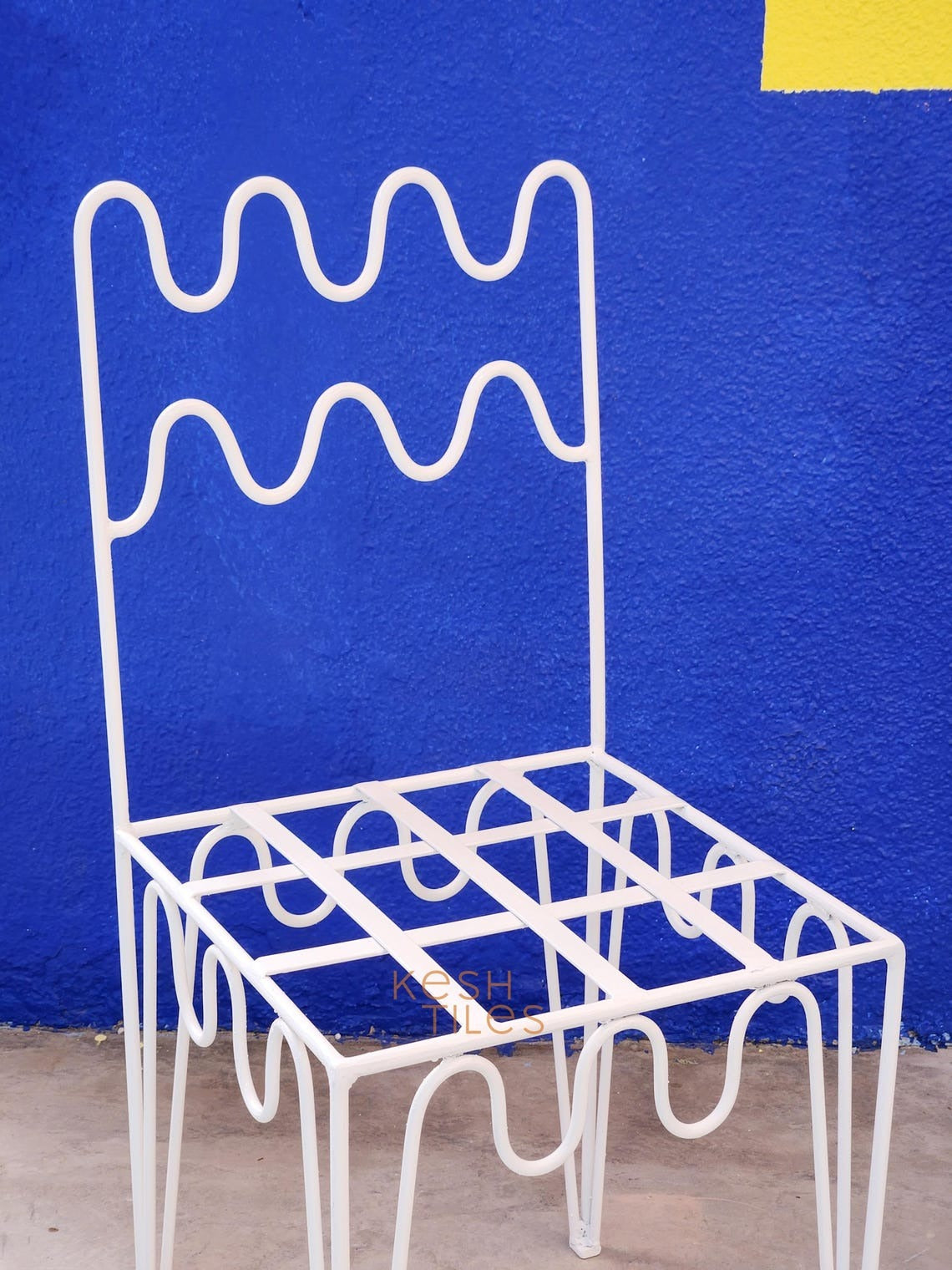 Najd - White Wrought Iron Chair Set, Handmade Moroccan Indoor Outdoor Seating