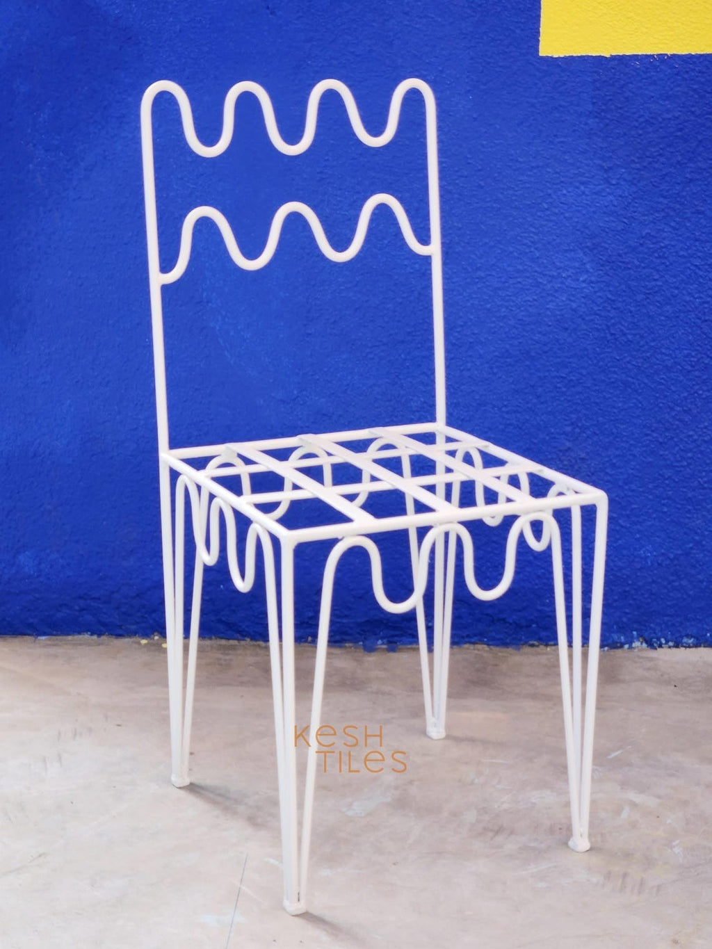Najd - White Wrought Iron Chair Set, Handmade Moroccan Indoor Outdoor Seating