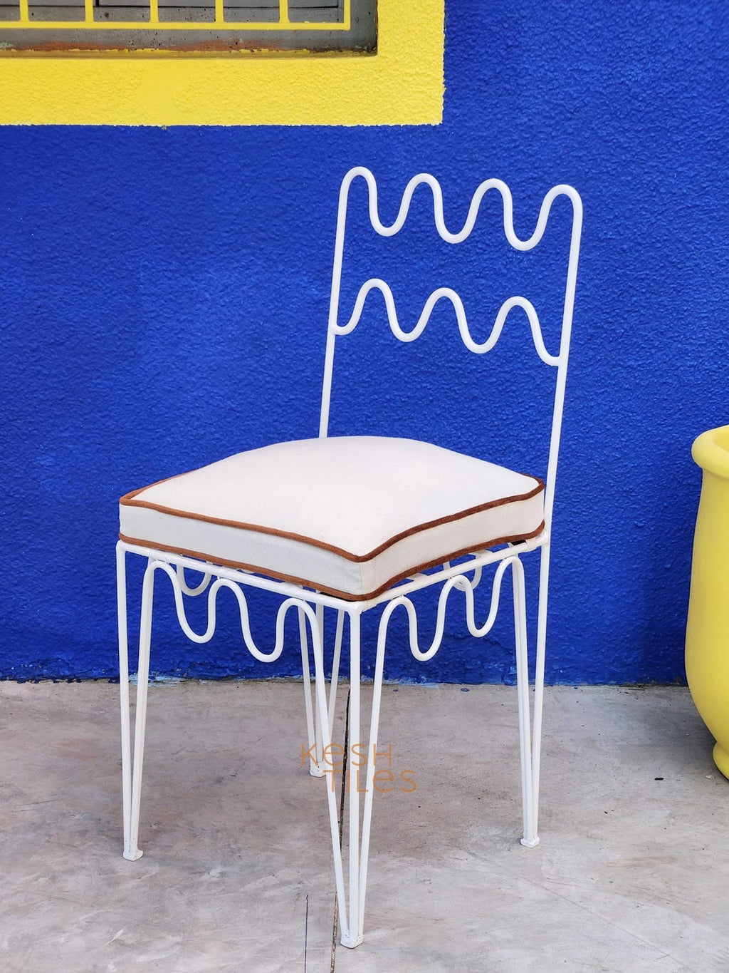 Najd - White Wrought Iron Chair Set, Handmade Moroccan Indoor Outdoor Seating