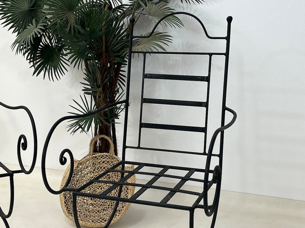 Bahr - Moroccan Wrought Iron Chairs, Black Handmade Bistro Seating