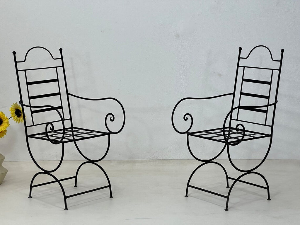 Bahr - Moroccan Wrought Iron Chairs, Black Handmade Bistro Seating
