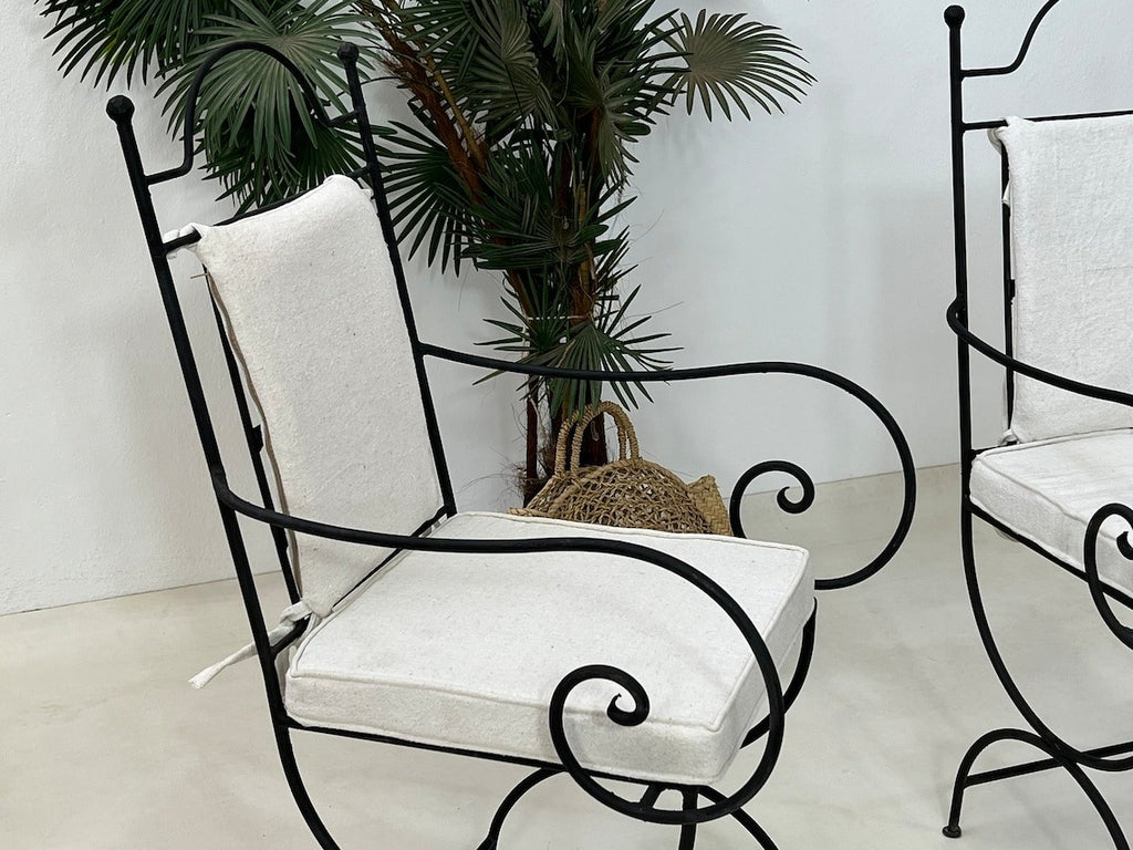 Bahr - Moroccan Wrought Iron Chairs, Black Handmade Bistro Seating