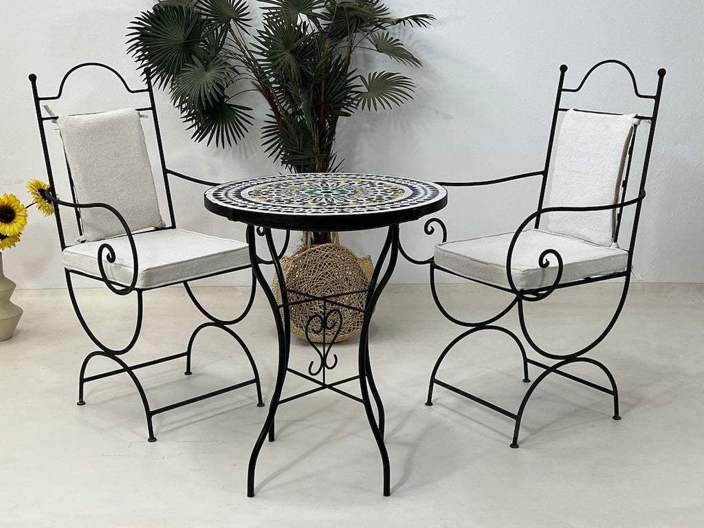 Bahr - Moroccan Wrought Iron Chairs, Black Handmade Bistro Seating