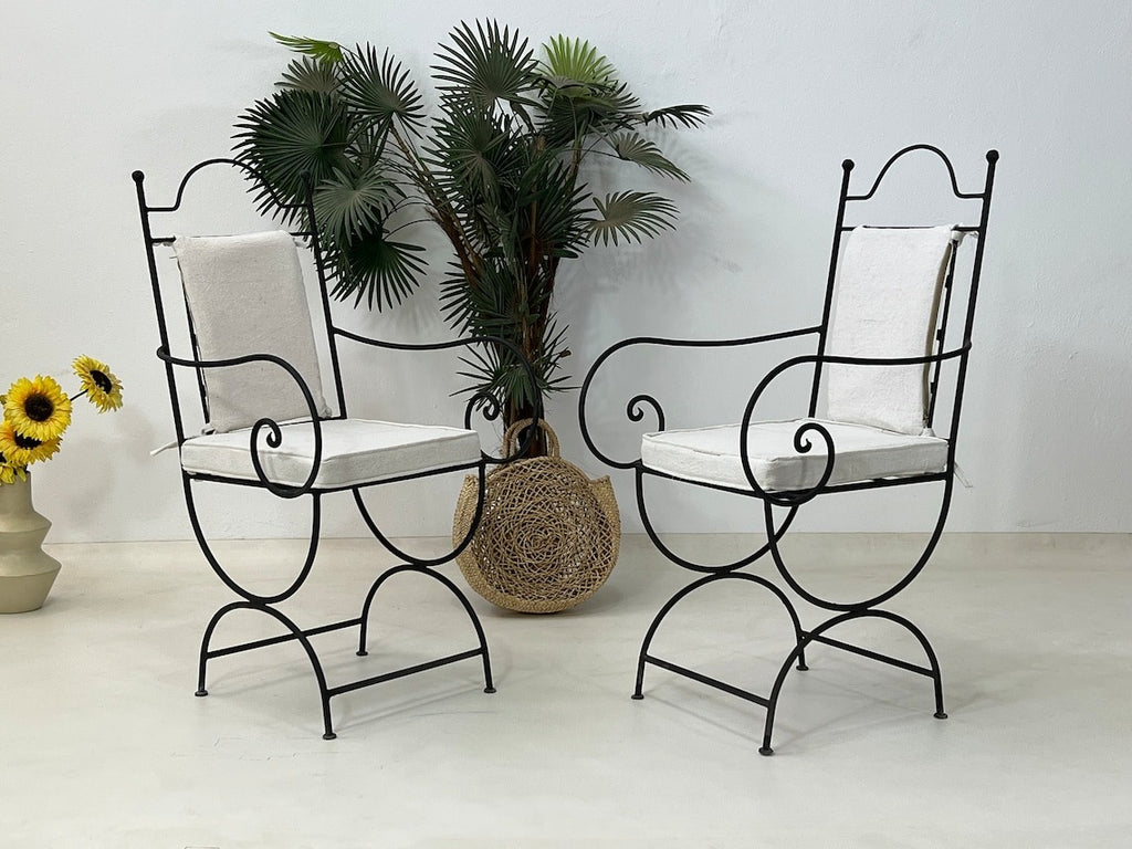 Bahr - Moroccan Wrought Iron Chairs, Black Handmade Bistro Seating