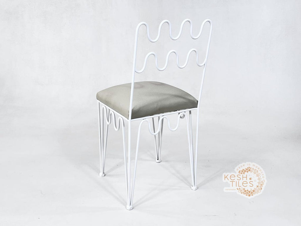 Idir - Moroccan Wrought Iron Chairs, Black Handmade Seating with Leather