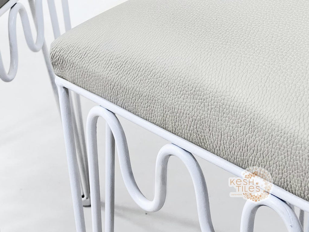 Idir - Moroccan Wrought Iron Chairs, Black Handmade Seating with Leather