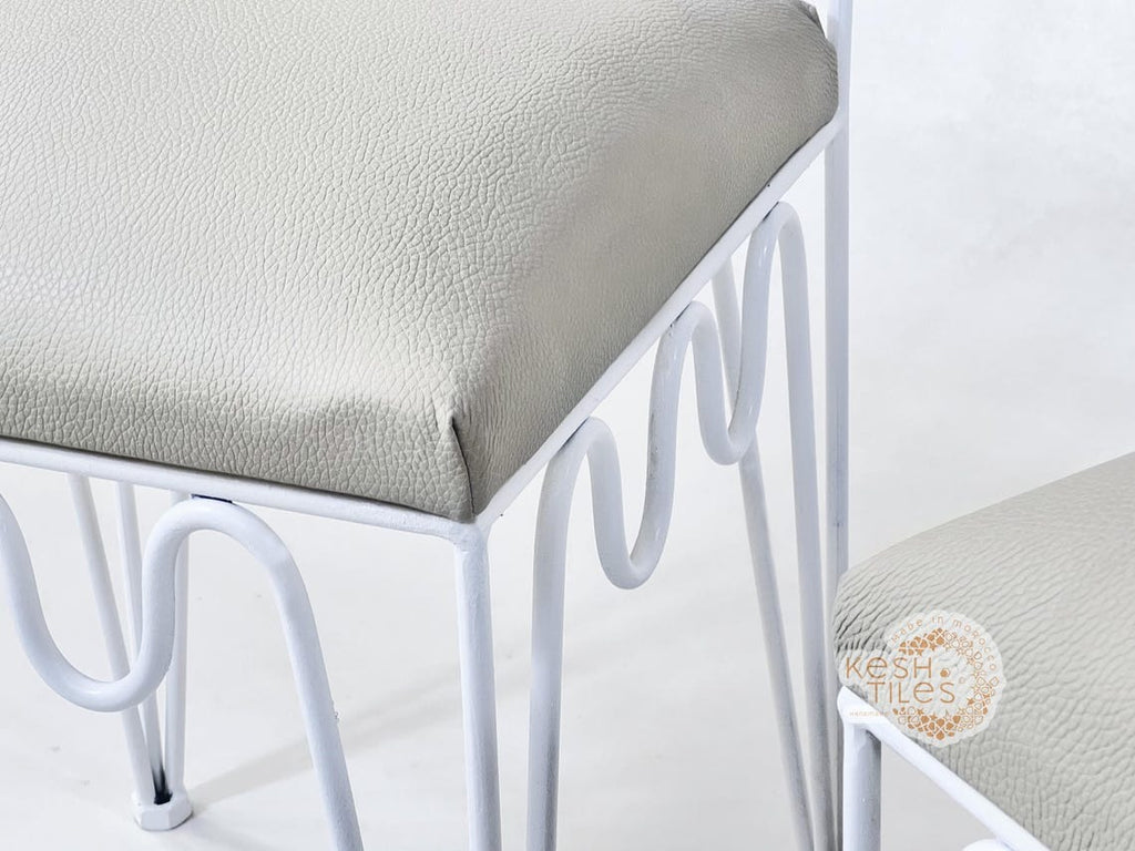 Idir - Moroccan Wrought Iron Chairs, Black Handmade Seating with Leather