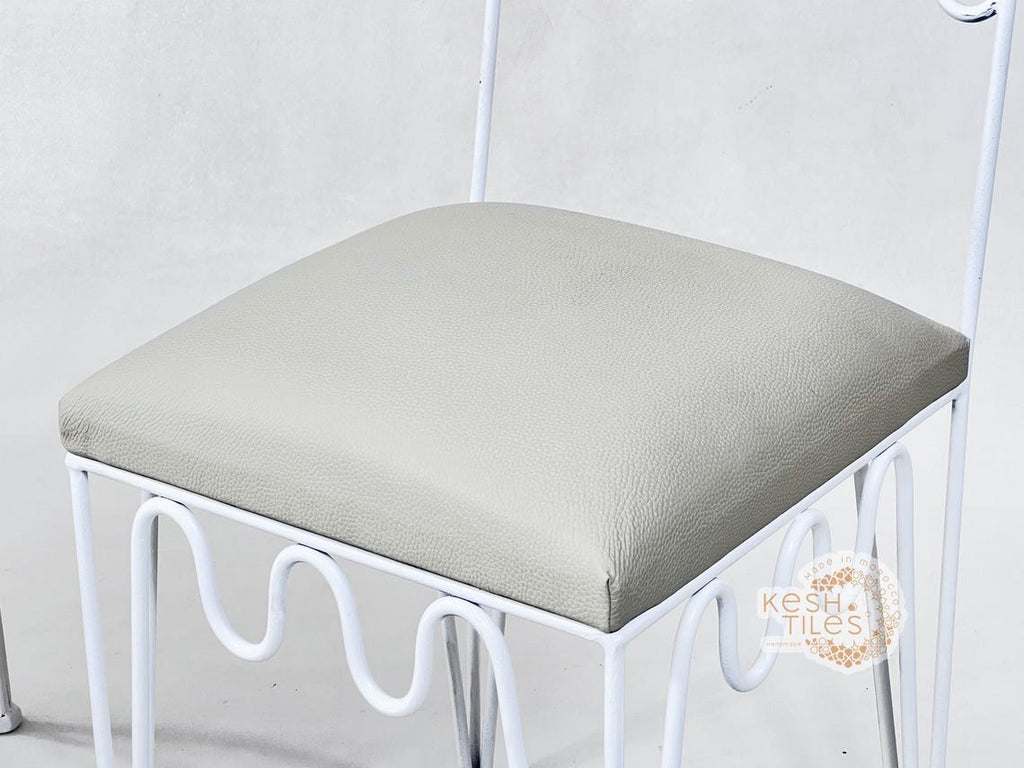 Idir - Moroccan Wrought Iron Chairs, Black Handmade Seating with Leather