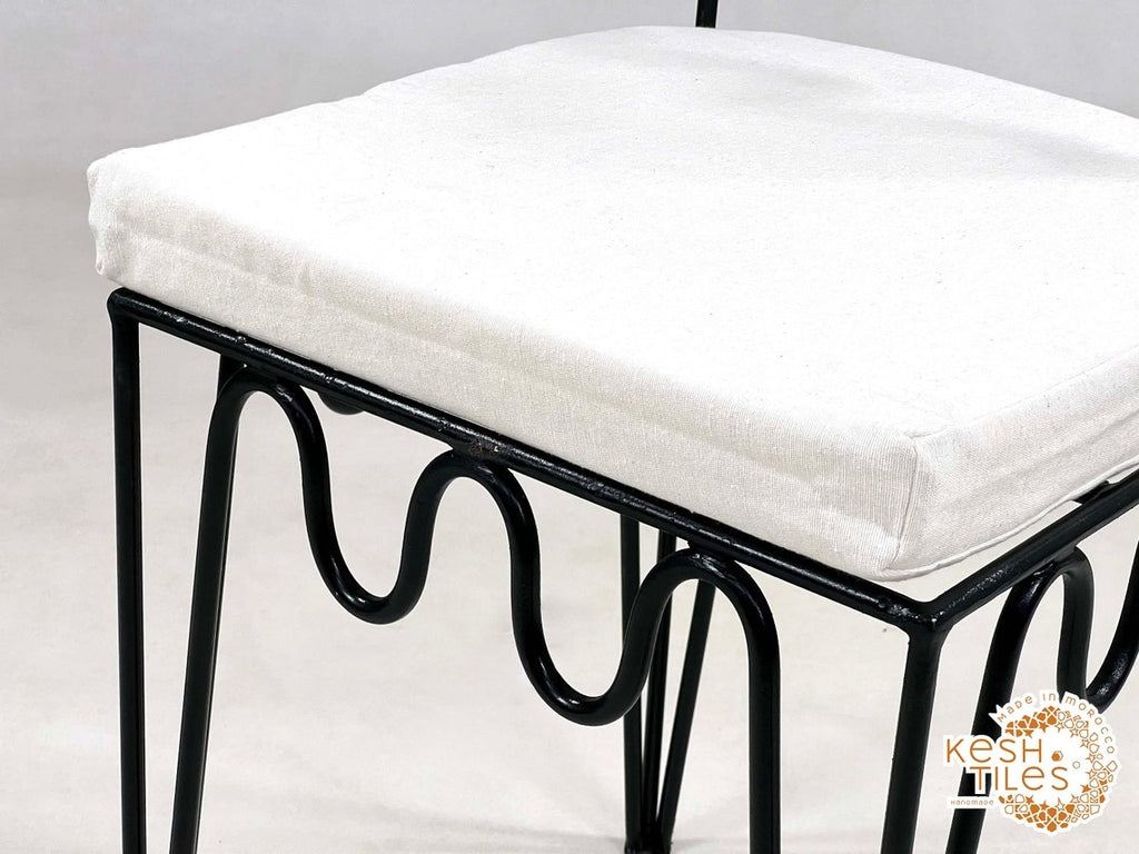 Yacine - Wrought Iron Chairs, Handmade Moroccan Painted Stools with Cushions