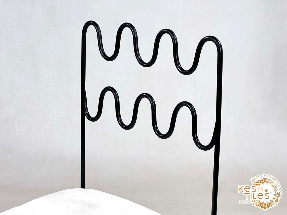 Yacine - Wrought Iron Chairs, Handmade Moroccan Painted Stools with Cushions