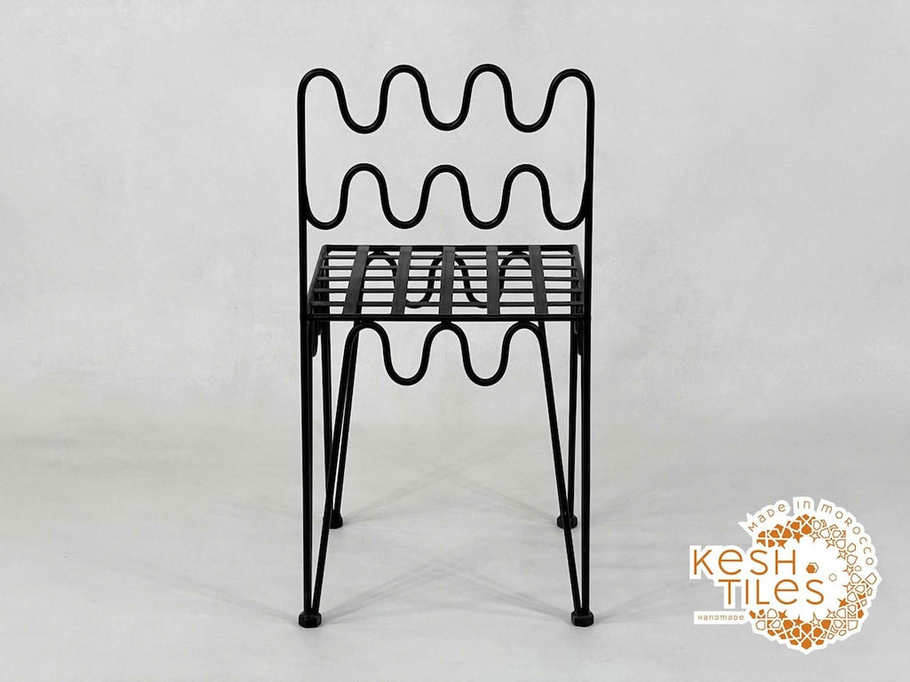 Aderfi - Wave Wrought Iron Chairs Set, Handmade Moroccan Seating with Cushions