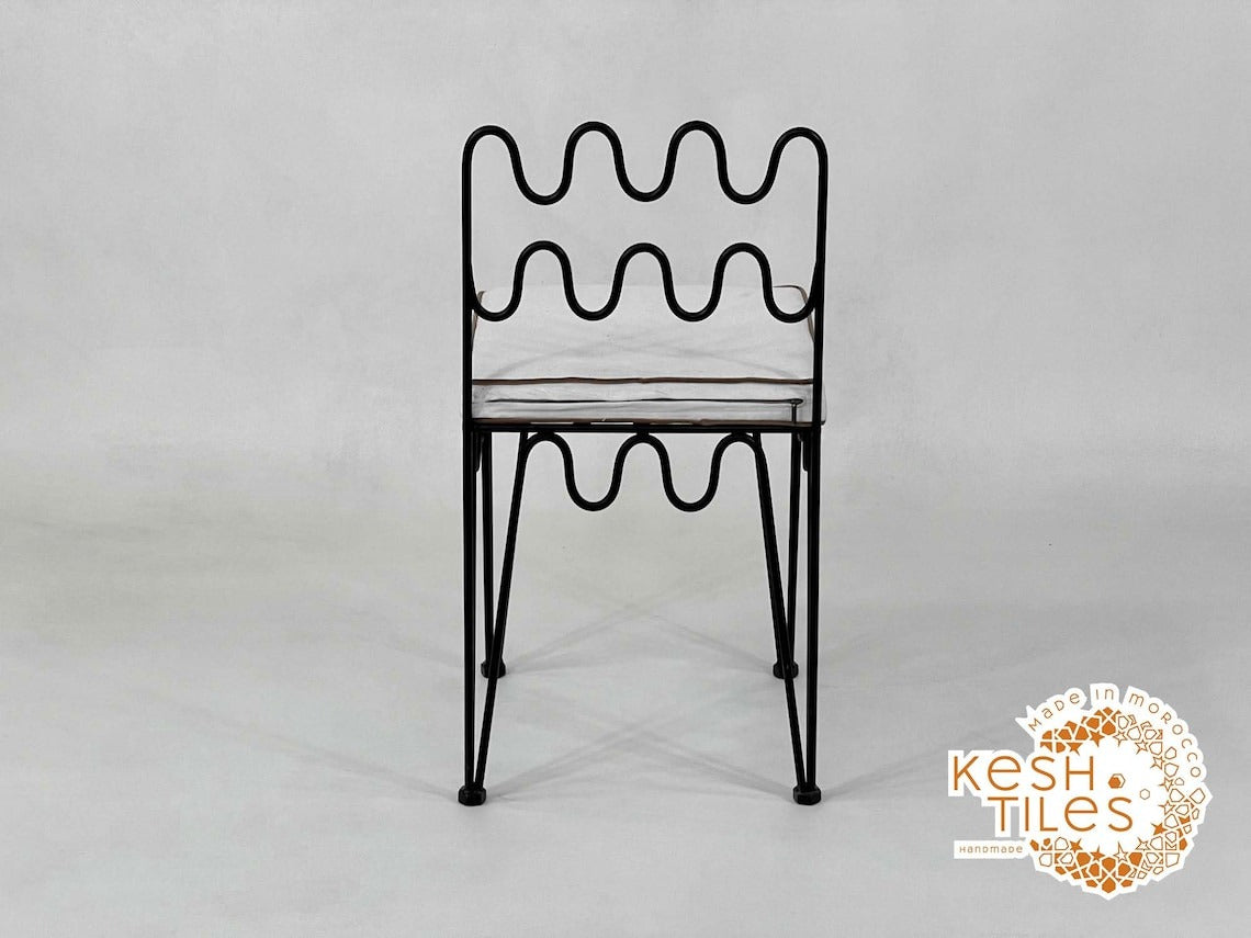 Aderfi - Wave Wrought Iron Chairs Set, Handmade Moroccan Seating with Cushions