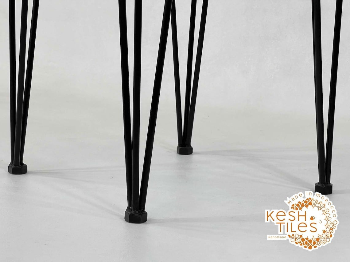 Aderfi - Wave Wrought Iron Chairs Set, Handmade Moroccan Seating with Cushions