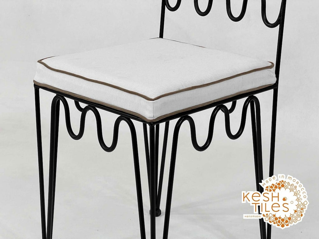 Aderfi - Wave Wrought Iron Chairs Set, Handmade Moroccan Seating with Cushions