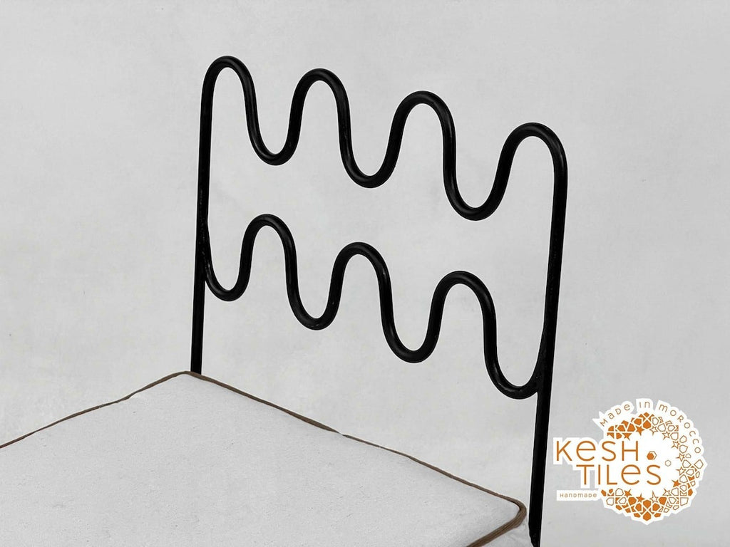 Aderfi - Wave Wrought Iron Chairs Set, Handmade Moroccan Seating with Cushions